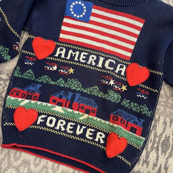 Sweater Loft Womens Patriotic Sweater Small Vintage America Forever Made In USA - Picture 4 of 11